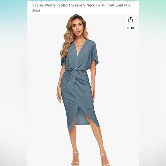 V neck, twist front midi dress - Picture 1 of 4